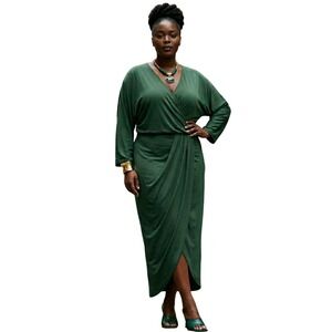 Baltic Børn Esme Green Wrap Maxi Dress Long Sleeve Draped Gown 3X